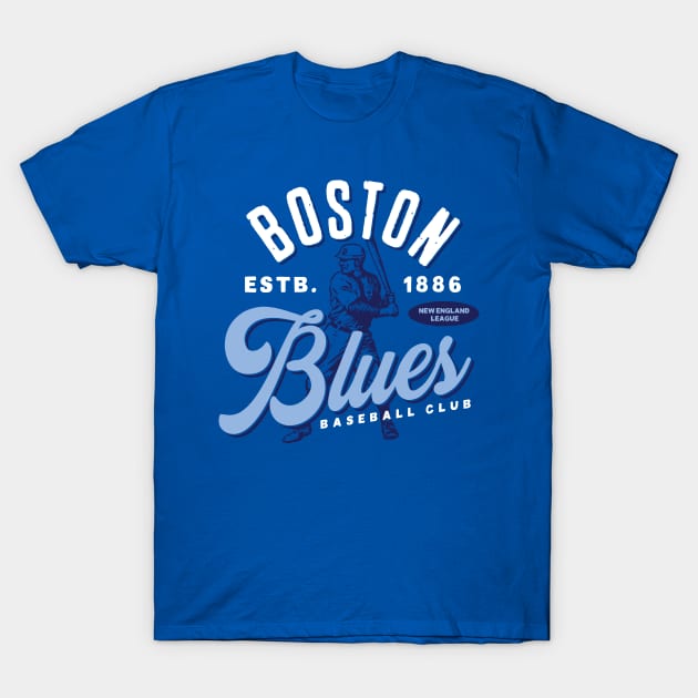 Boston Blues Baseball T-Shirt by MindsparkCreative